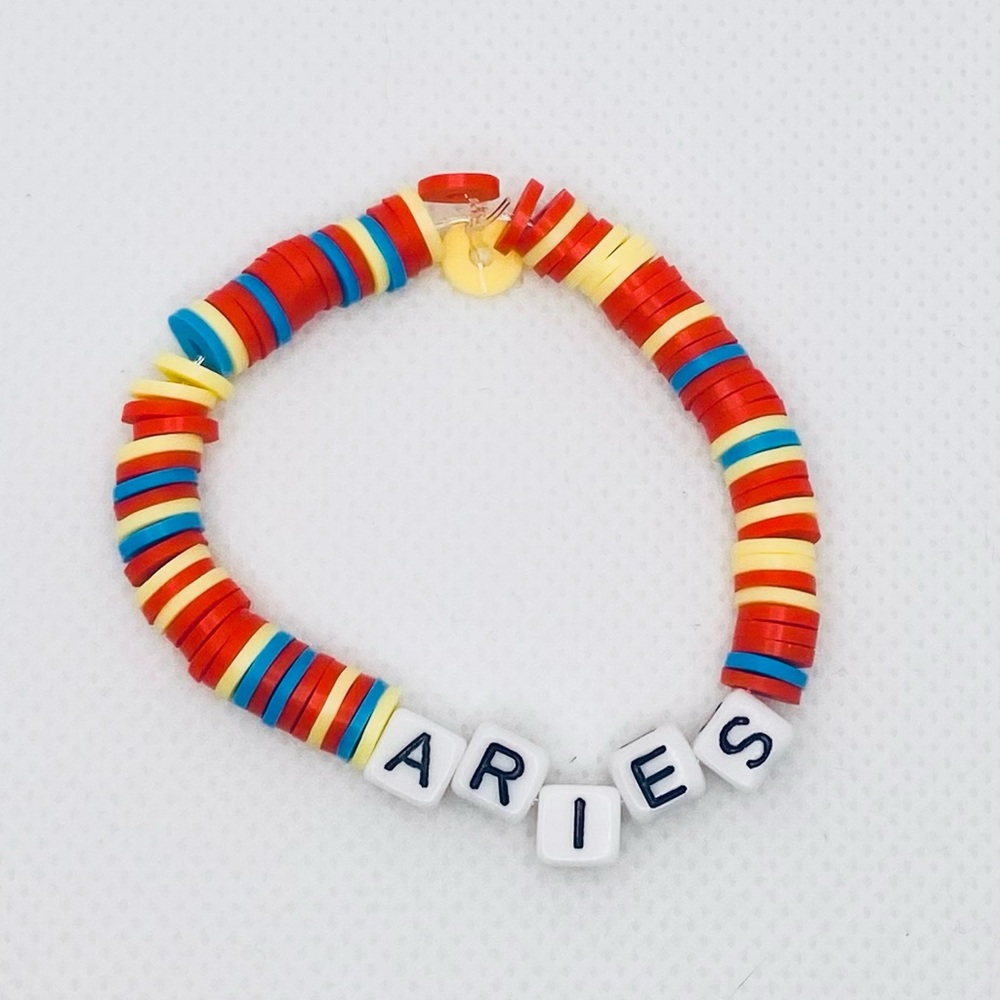 Handmade Zodiac Clay Bead Bracelet “Aries” NWT